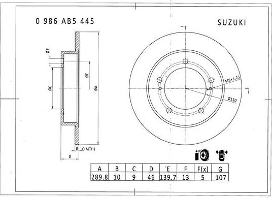 BOSCH 0 986 AB5 445 - Тормозной диск avtokuzovplus.com.ua