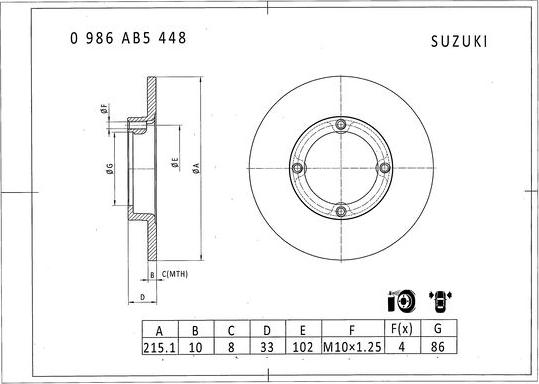 BOSCH 0 986 AB5 448 - Тормозной диск avtokuzovplus.com.ua