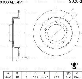 BOSCH 0 986 AB5 451 - Тормозной диск avtokuzovplus.com.ua