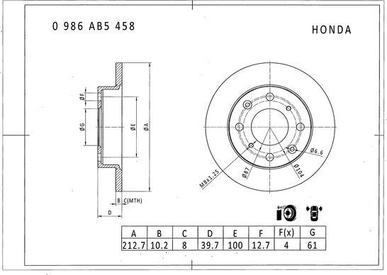 BOSCH 0 986 AB5 458 - Тормозной диск avtokuzovplus.com.ua