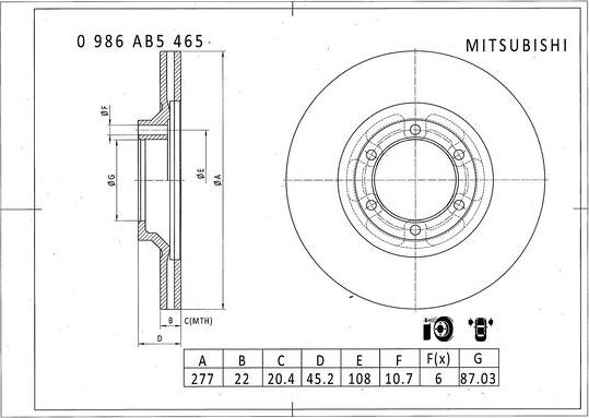 BOSCH 0 986 AB5 465 - Тормозной диск avtokuzovplus.com.ua