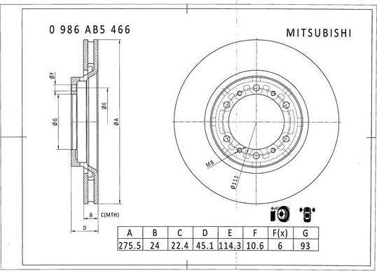 BOSCH 0 986 AB5 466 - Гальмівний диск autocars.com.ua