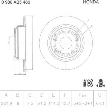 BOSCH 0 986 AB5 480 - Гальмівний диск autocars.com.ua