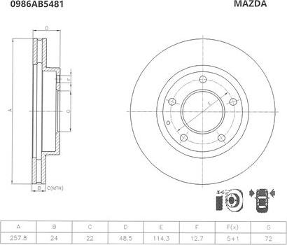 BOSCH 0 986 AB5 481 - Тормозной диск avtokuzovplus.com.ua