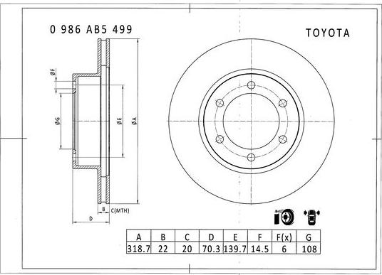 BOSCH 0 986 AB5 499 - Тормозной диск avtokuzovplus.com.ua