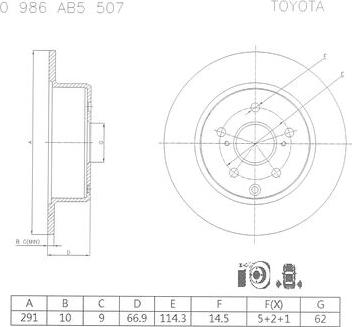 BOSCH 0 986 AB5 507 - Тормозной диск avtokuzovplus.com.ua