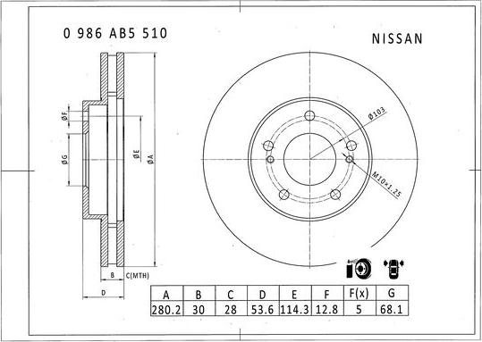 BOSCH 0 986 AB5 510 - Тормозной диск avtokuzovplus.com.ua