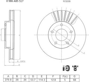 BOSCH 0 986 AB5 517 - Тормозной диск avtokuzovplus.com.ua