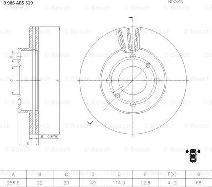 BOSCH 0 986 AB5 519 - Гальмівний диск autocars.com.ua