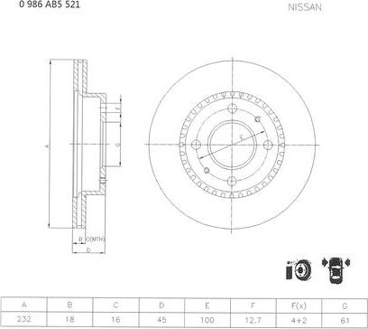 BOSCH 0 986 AB5 521 - Гальмівний диск autocars.com.ua