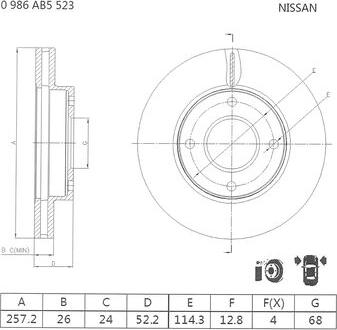 BOSCH 0 986 AB5 523 - Тормозной диск avtokuzovplus.com.ua