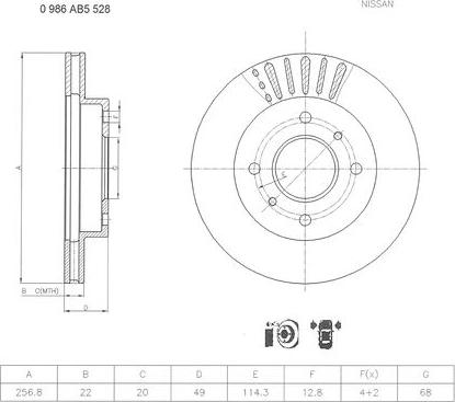 BOSCH 0 986 AB5 528 - Гальмівний диск autocars.com.ua