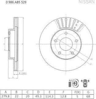 BOSCH 0 986 AB5 529 - Тормозной диск avtokuzovplus.com.ua