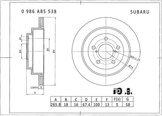 BOSCH 0 986 AB5 538 - Тормозной диск autodnr.net