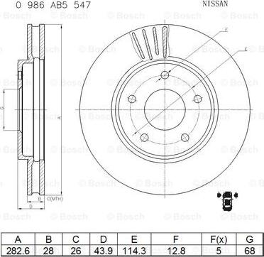 BOSCH 0 986 AB5 547 - Тормозной диск avtokuzovplus.com.ua