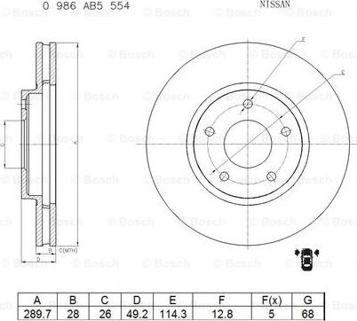 BOSCH 0 986 AB5 554 - Тормозной диск avtokuzovplus.com.ua