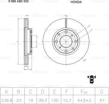 BOSCH 0 986 AB5 555 - Тормозной диск avtokuzovplus.com.ua