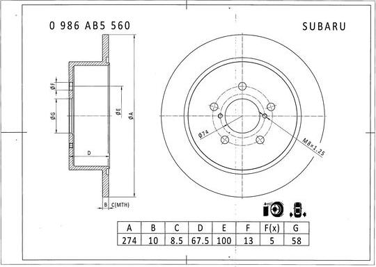 BOSCH 0 986 AB5 560 - Тормозной диск autodnr.net