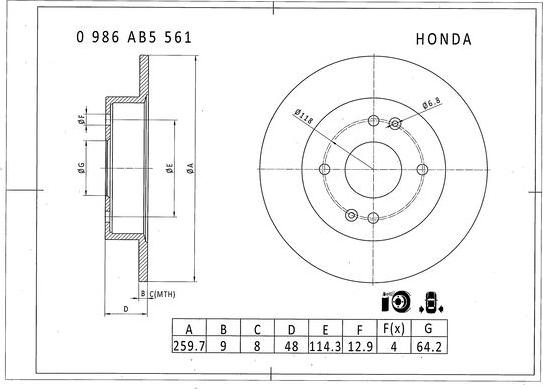 BOSCH 0 986 AB5 561 - Тормозной диск avtokuzovplus.com.ua