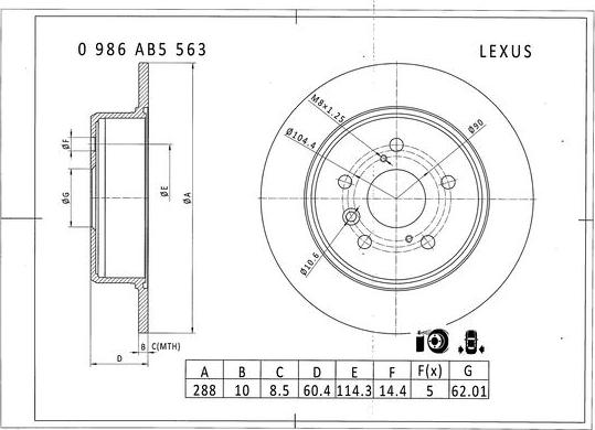 BOSCH 0 986 AB5 563 - Тормозной диск autodnr.net