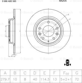 BOSCH 0 986 AB5 565 - Гальмівний диск autocars.com.ua