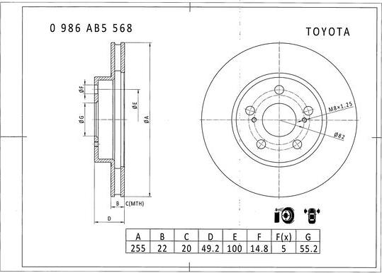 BOSCH 0 986 AB5 568 - Тормозной диск avtokuzovplus.com.ua