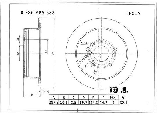 BOSCH 0 986 AB5 588 - Тормозной диск autodnr.net