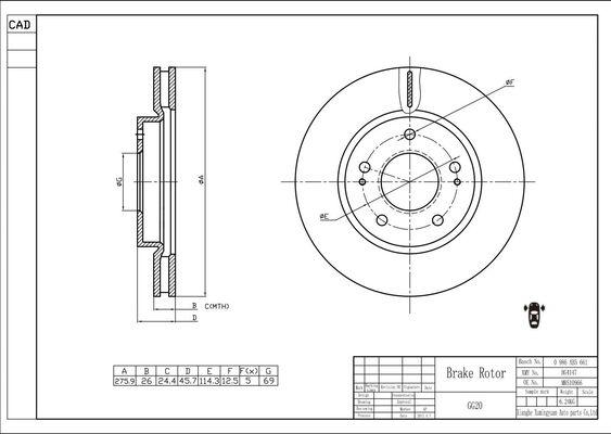 BOSCH 0 986 AB5 661 - Гальмівний диск autocars.com.ua