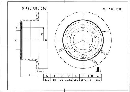 BOSCH 0 986 AB5 663 - Тормозной диск autodnr.net