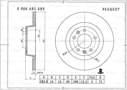 BOSCH 0 986 AB5 689 - Тормозной диск avtokuzovplus.com.ua