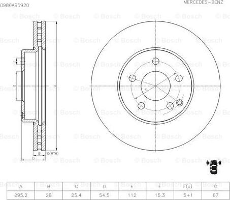 BOSCH 0 986 AB5 920 - Гальмівний диск autocars.com.ua