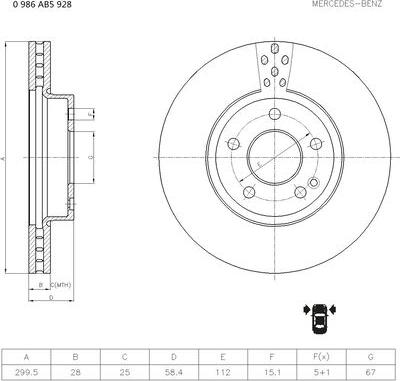 BOSCH 0 986 AB5 928 - Тормозной диск avtokuzovplus.com.ua