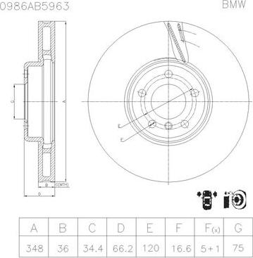 BOSCH 0 986 AB5 963 - Гальмівний диск autocars.com.ua