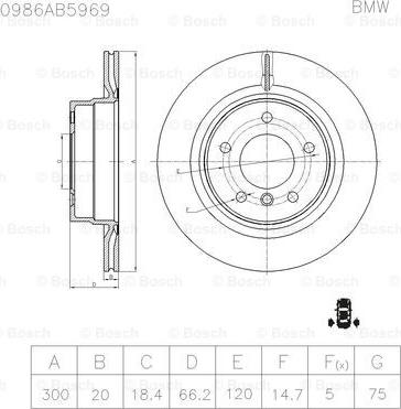 BOSCH 0 986 AB5 969 - Тормозной диск avtokuzovplus.com.ua