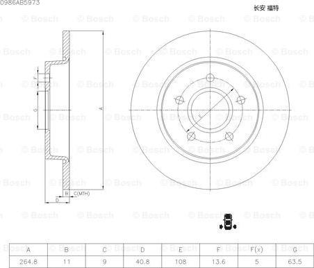 BOSCH 0 986 AB5 973 - Гальмівний диск autocars.com.ua