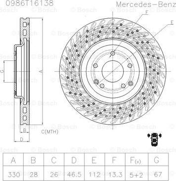 BOSCH 0 986 AB6 138 - Гальмівний диск autocars.com.ua