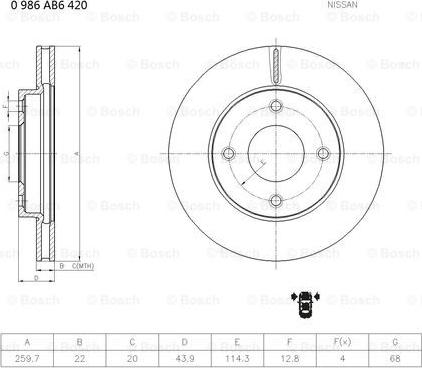 BOSCH 0 986 AB6 420 - Тормозной диск avtokuzovplus.com.ua