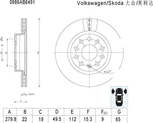 BOSCH 0 986 AB6 491 - Гальмівний диск autocars.com.ua