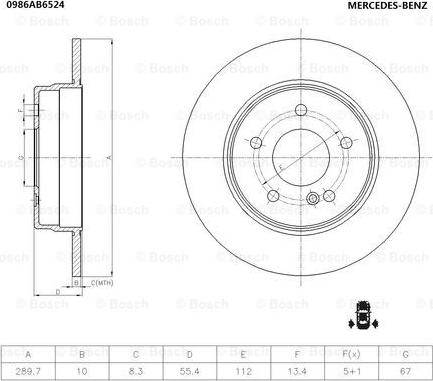 BOSCH 0 986 AB6 524 - Гальмівний диск autocars.com.ua