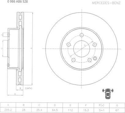 BOSCH 0 986 AB6 528 - Гальмівний диск autocars.com.ua