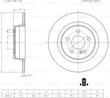 BOSCH 0 986 AB6 529 - Тормозной диск avtokuzovplus.com.ua