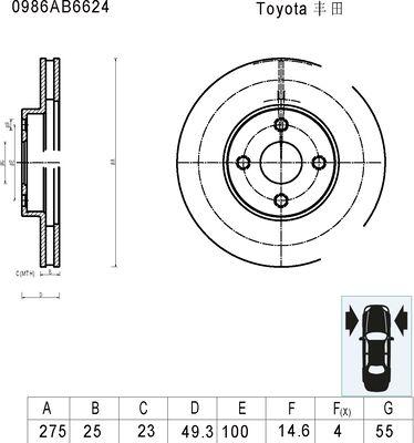 BOSCH 0 986 AB6 624 - Гальмівний диск autocars.com.ua