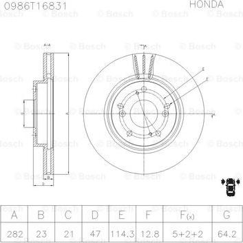 BOSCH 0 986 AB6 831 - Гальмівний диск autocars.com.ua