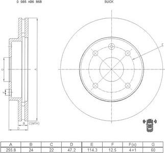 BOSCH 0 986 AB6 868 - Гальмівний диск autocars.com.ua