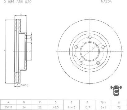 BOSCH 0 986 AB6 920 - Тормозной диск avtokuzovplus.com.ua