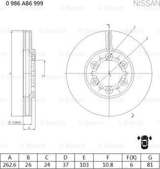 BOSCH 0 986 AB6 999 - Гальмівний диск autocars.com.ua