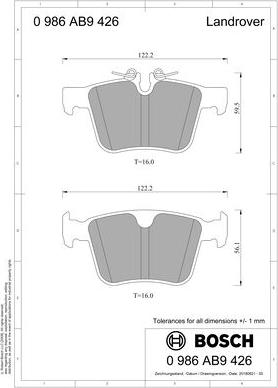 BOSCH 0 986 AB9 426 - Тормозные колодки, дисковые, комплект avtokuzovplus.com.ua