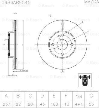 BOSCH 0 986 AB9 545 - Тормозной диск avtokuzovplus.com.ua