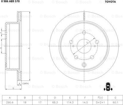 BOSCH 0 986 AB9 570 - Гальмівний диск autocars.com.ua