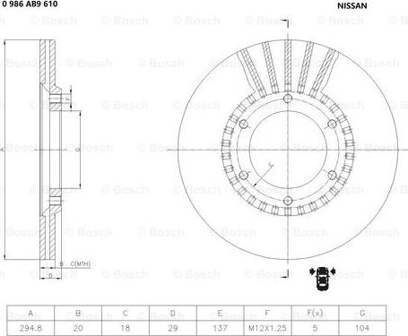 BOSCH 0 986 AB9 610 - Тормозной диск avtokuzovplus.com.ua